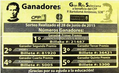 Ganadores Rifa 2015.