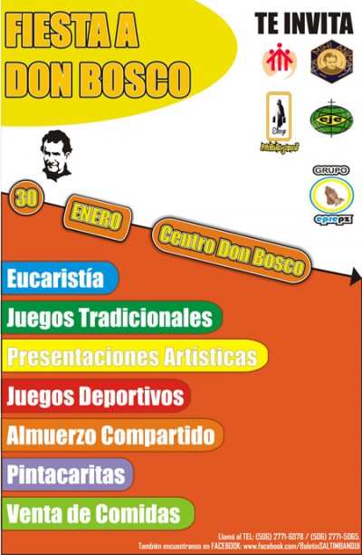 Invitación a fiesta de Don Bosco. 