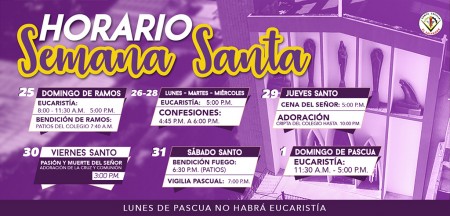 Horario Semana Santa 2018. Colegio Santa Cecilia. 