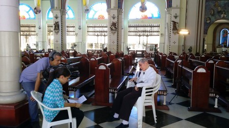 P. Catedral en entrevista sobre la Urna de Don Bosco. 