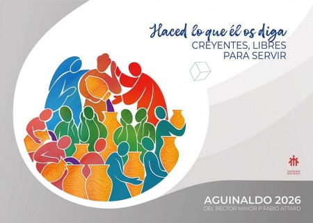 El nuevo póster del Aguinaldo 2026, inspirado en las bodas de Caná, invita a mirar, escuchar, elegir y actuar como discípulos libres para servir, siguiendo la guía de María, Don Bosco y Cristo.