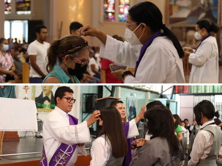 Miércoles de ceniza en la parroquia María Auxiliadora, El Salvador.