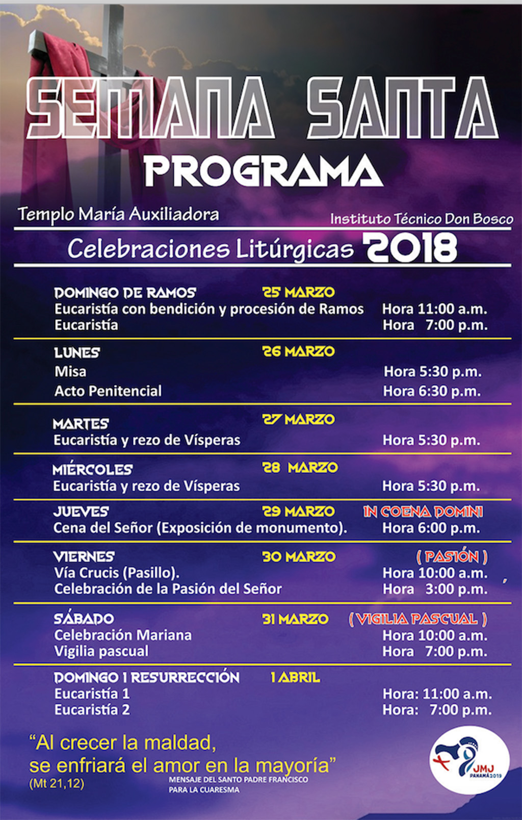 Semana Santa 2018 en el ITDB. Panamá. 