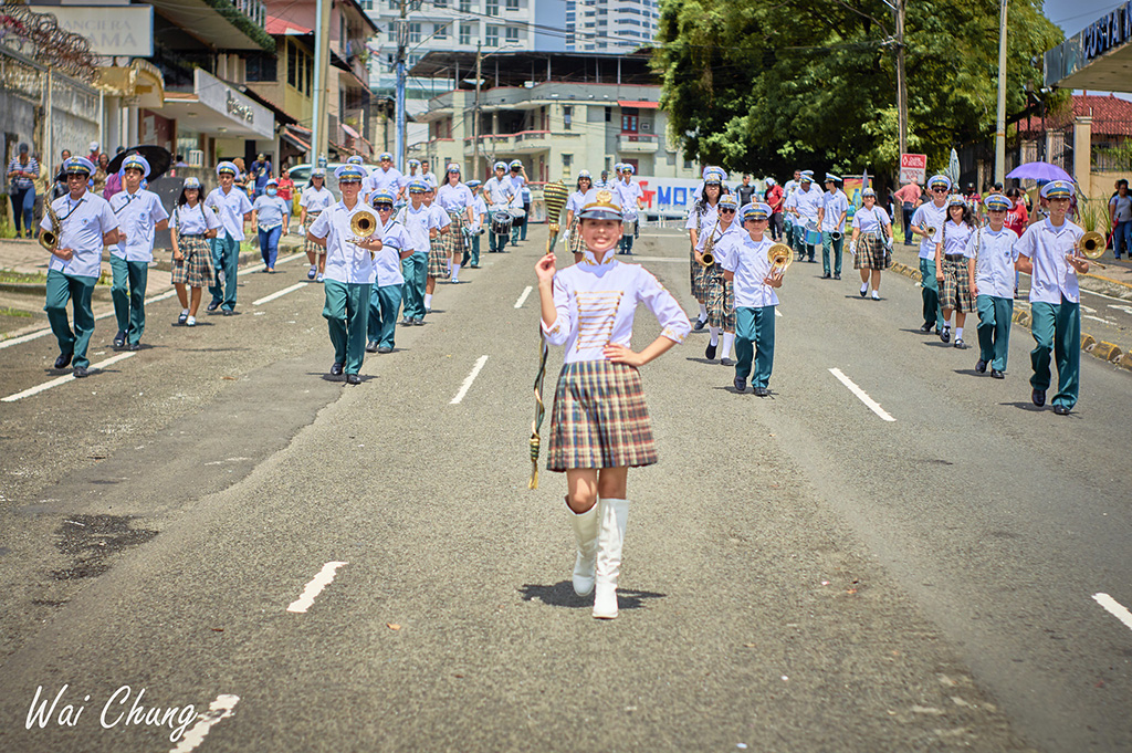 Estudiantes pertenecientes a la banda musical del Técnico Don Bosco en Panamá.