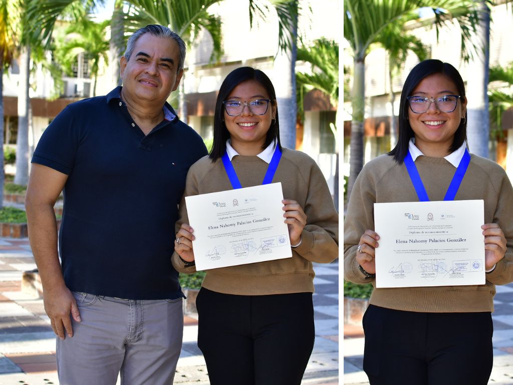 Elena recibió un diploma de reconocimiento y medalla de excelencia que la destaca entre los participantes en el Programa de Jóvenes Talentos. 