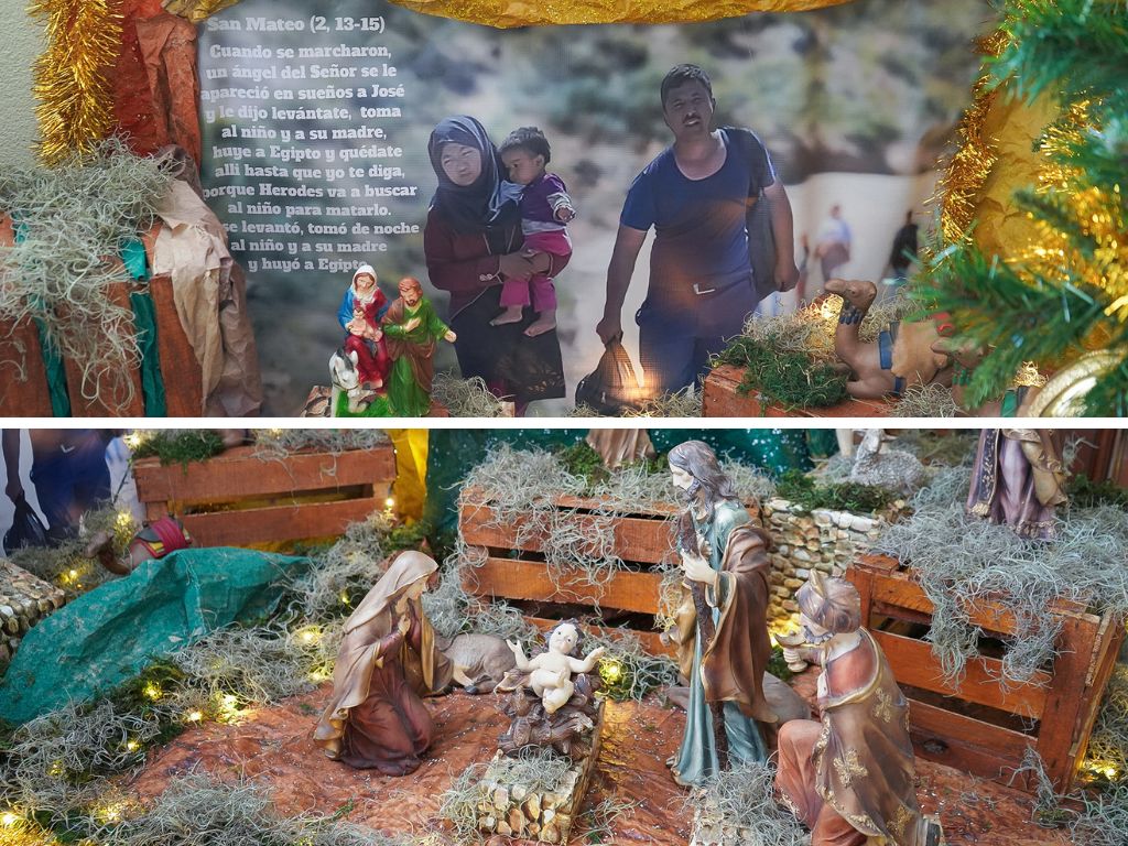 Nacimiento inspirado en La Migración: refleja la Huida a Egipto, conectando el relato bíblico con la realidad de familias migrantes en busca de esperanza.