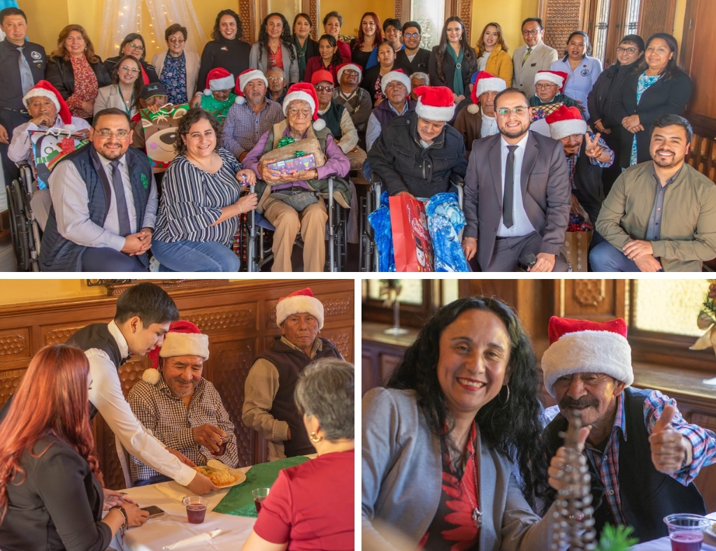 El personal administrativo junto con 25 ancianos comparti&oacute; la mesa, una velada llena de marimba, alegr&iacute;a y un intercambio de obsequios.